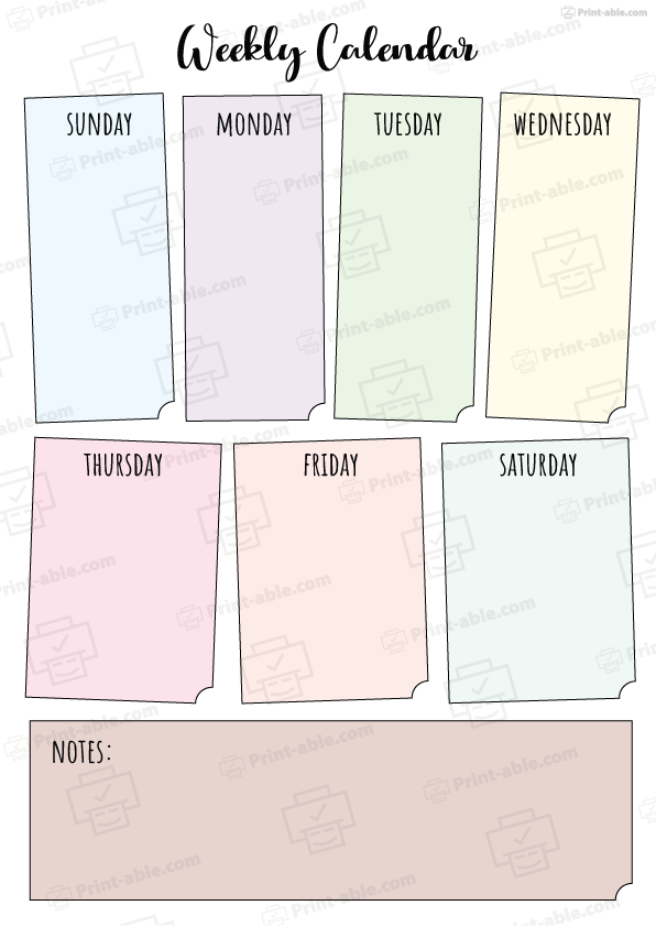 Weekly Calendar Printable Free Download