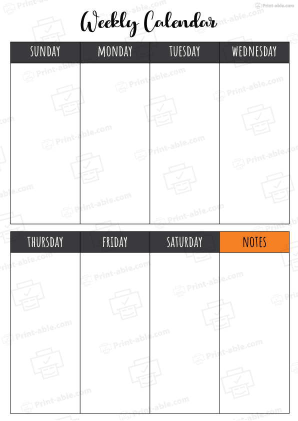 Weekly Calendar Printable Free Download
