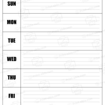 Weekly calendar printable