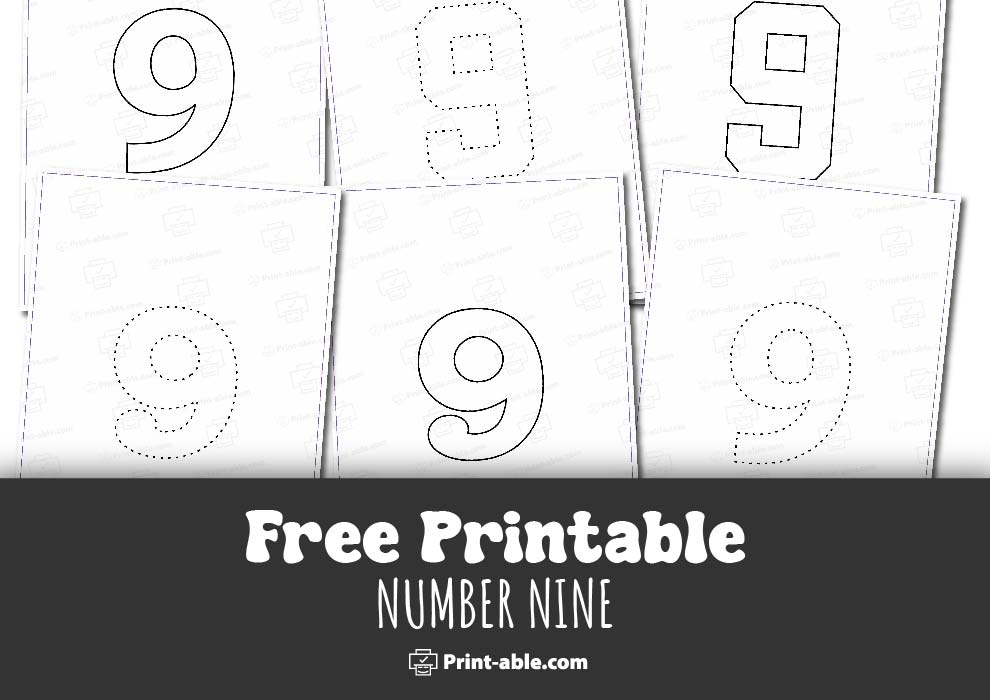 Number Nine Printable Free Download
