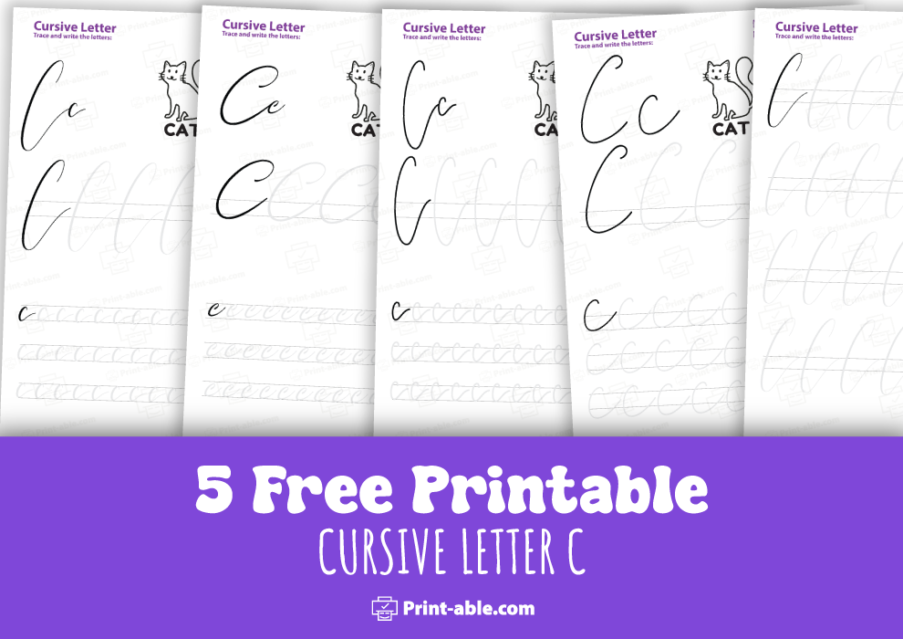cursive letter c printable free download