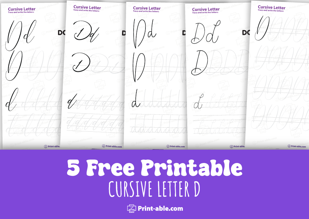 cursive letter d printable