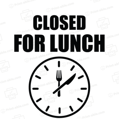 Closed for lunch sign printable free download