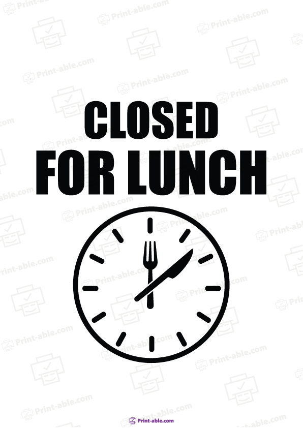 Closed For Lunch Sign Free Download