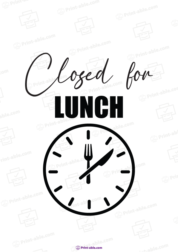 Closed For Lunch Sign Free Download