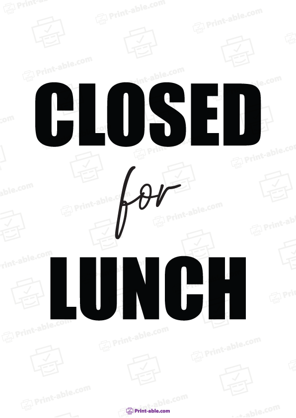 Closed For Lunch Sign Free Download