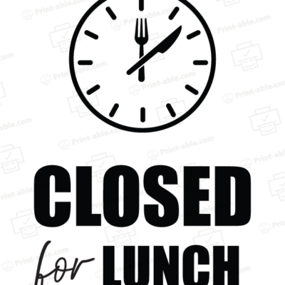 Closed for lunch sign printable free download