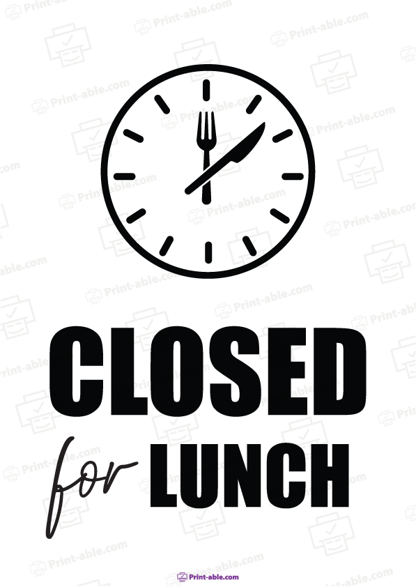 Closed For Lunch Sign Free Download