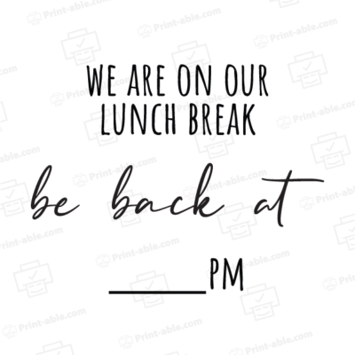 Closed for lunch sign printable free download