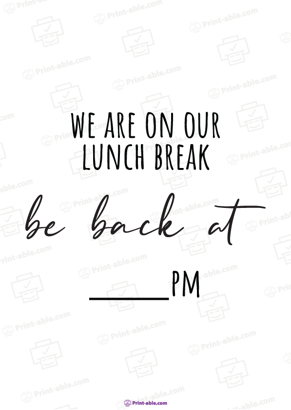Closed For Lunch Sign Free Download