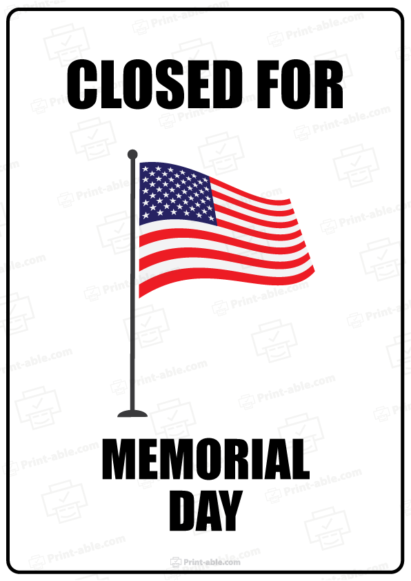 Closed Sign For Memorial Day Free Download