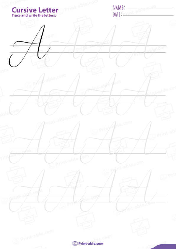 Cursive Letter A Worksheets Printable