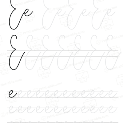 Cursive letter e printable free download