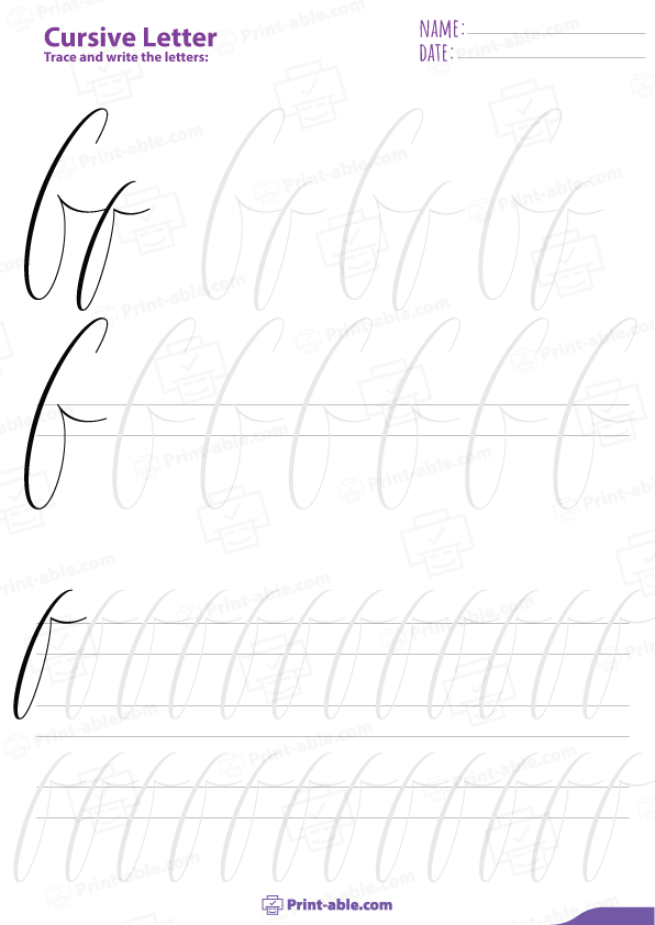 Cursive Letter F Worksheets Printable