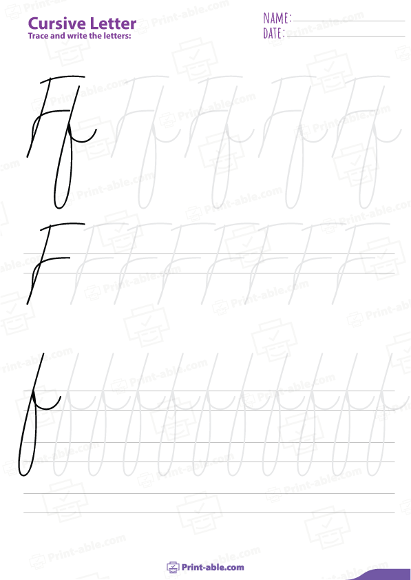 Cursive Letter F Worksheets Printable