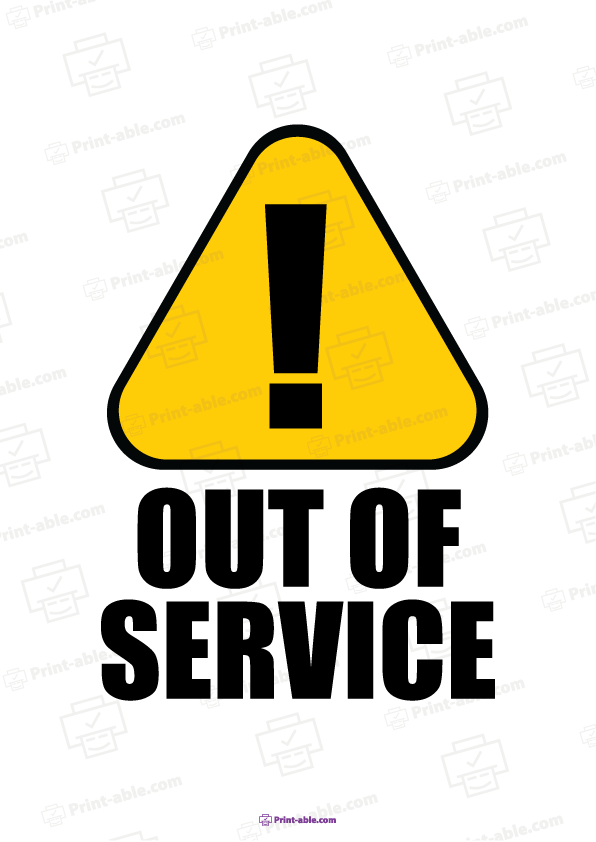 Out of Service Sign Printable Free Download