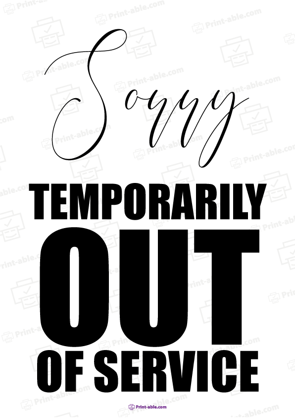 Out of Service Sign Printable Free Download