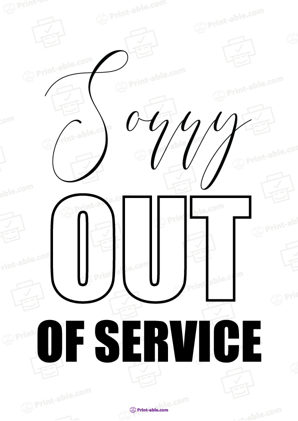 Out of Service Sign Printable Free Download