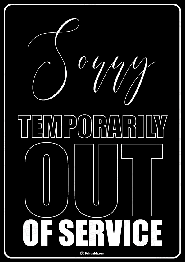 Out of Service Sign Printable Free Download
