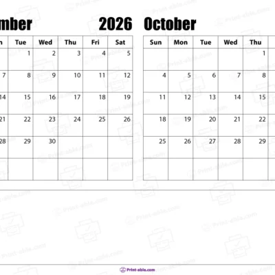 September and October 2026 Calendar 1779