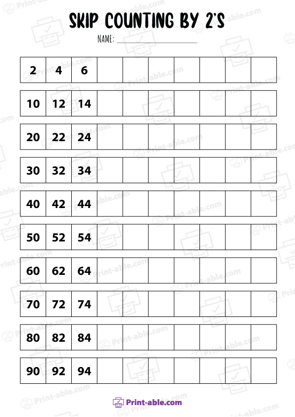 Skip Counting Worksheets Free Download