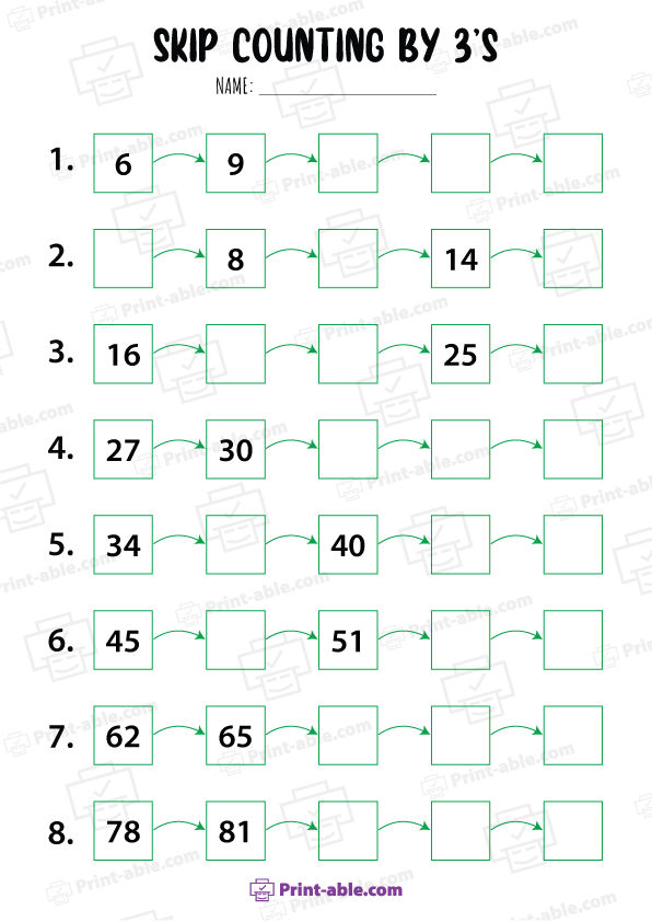 Skip Counting Worksheets Free Download