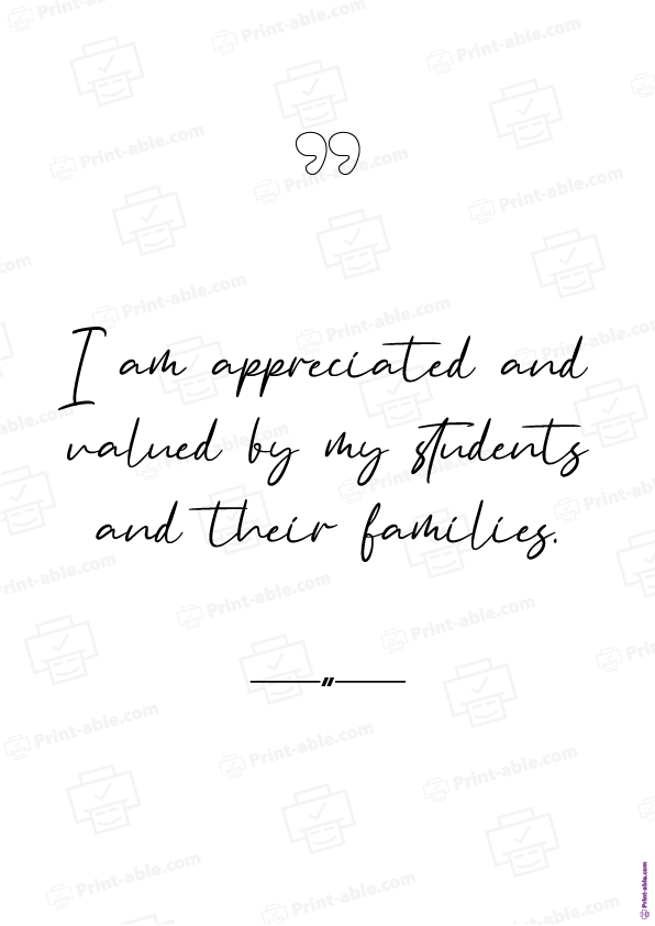 Teacher Affirmation Card Printable