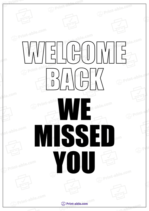 We Missed You Sign Printable Free Download