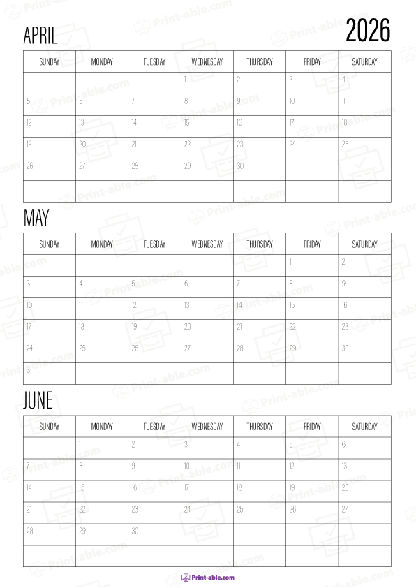 2024 three month calendars printable free download