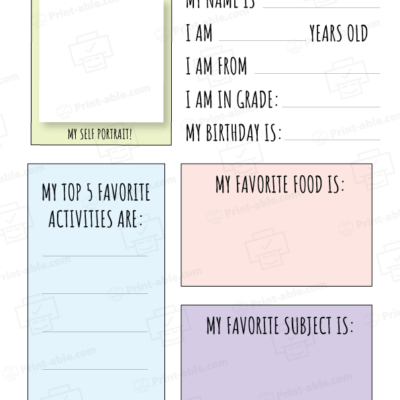 All About Me Worksheet Printable 4902