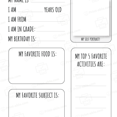 All About Me Worksheet Printable 4903