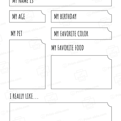 All About Me Worksheet Printable 4904