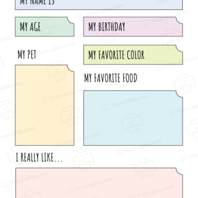 All About Me Worksheet Printable 4905