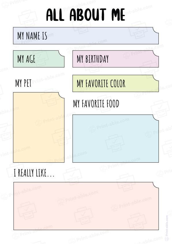 All About Me Worksheet Printable 4905