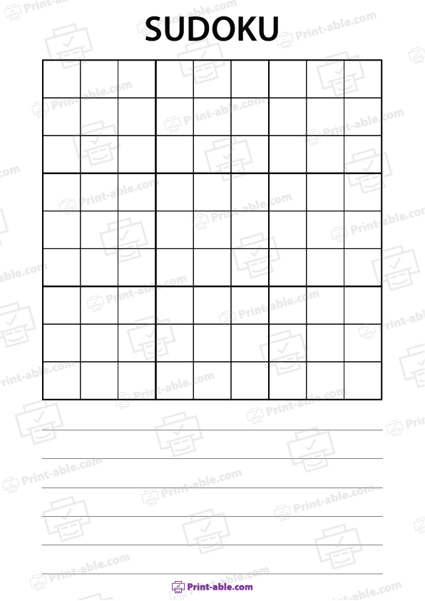 Blank Sudoku Printable Free Download