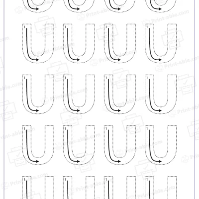 Letter U Uppercase Tracing Worksheet 2125