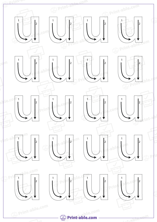 Letter U Lowercase Tracing Worksheet 2126
