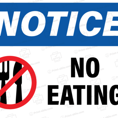 No Eating Sign Printable 3102
