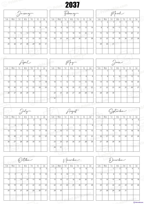 2037 Calendar Printable 1101