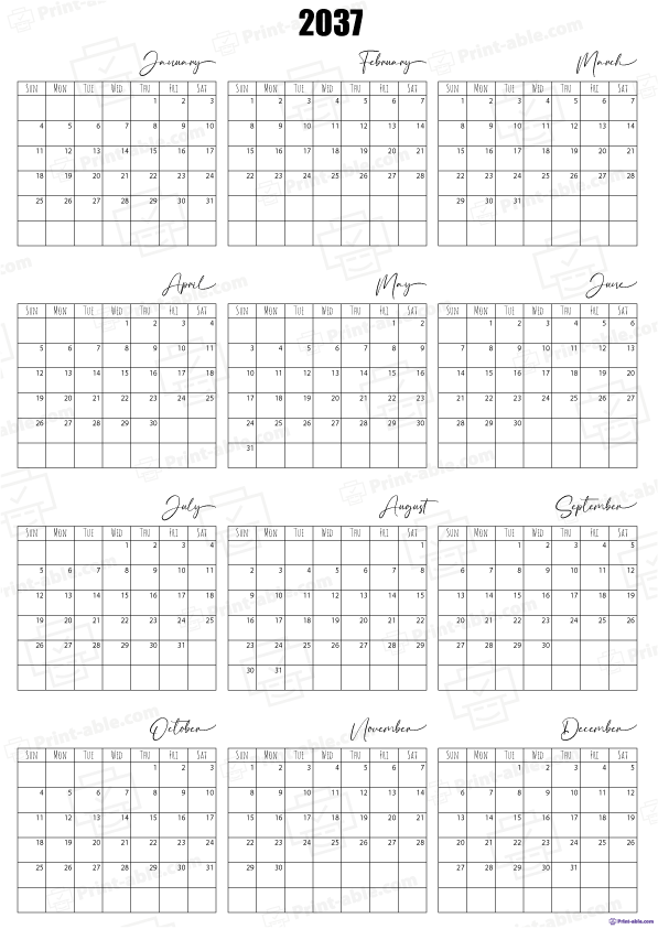 2037 Calendar Printable 1113