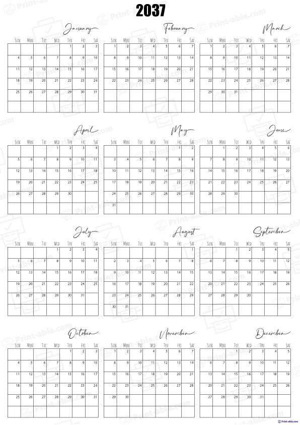 2037 Calendar Printable 1114