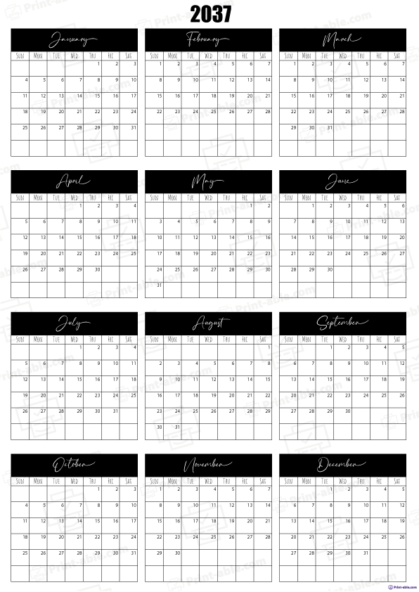 2037 Calendar Printable 1102