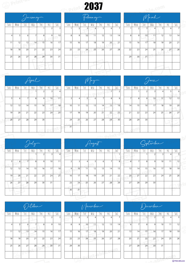 2037 Calendar Printable 1103