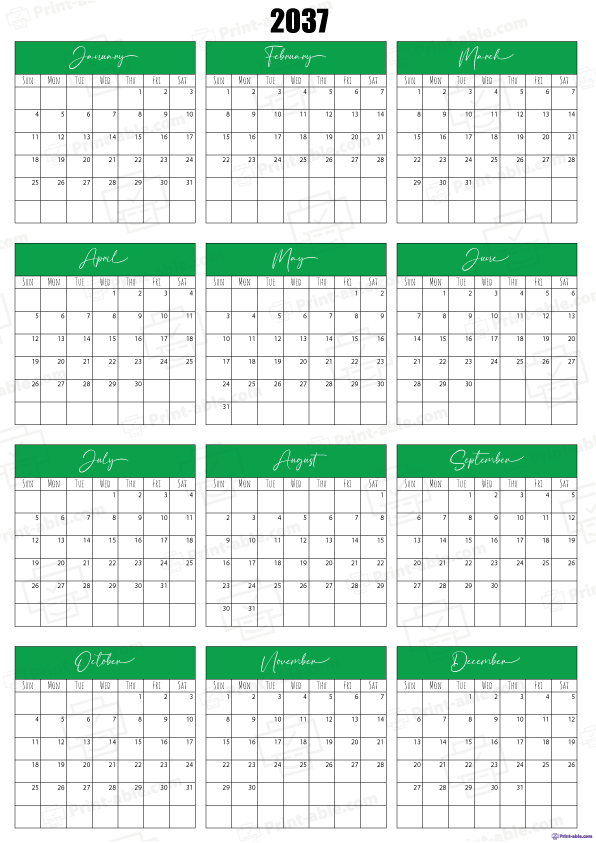 2037 Calendar Printable 1105