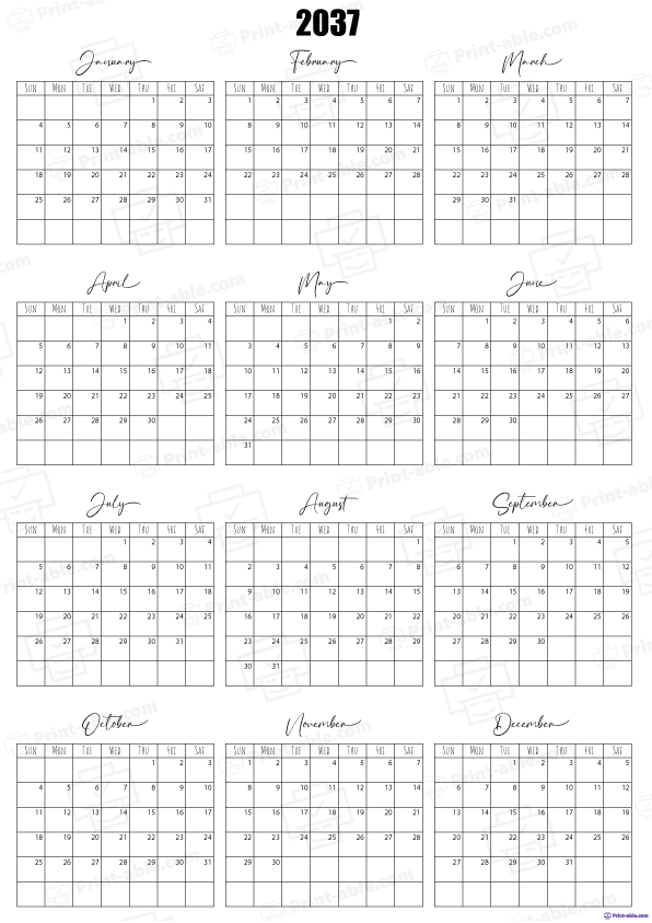 2037 Calendar Printable 1106