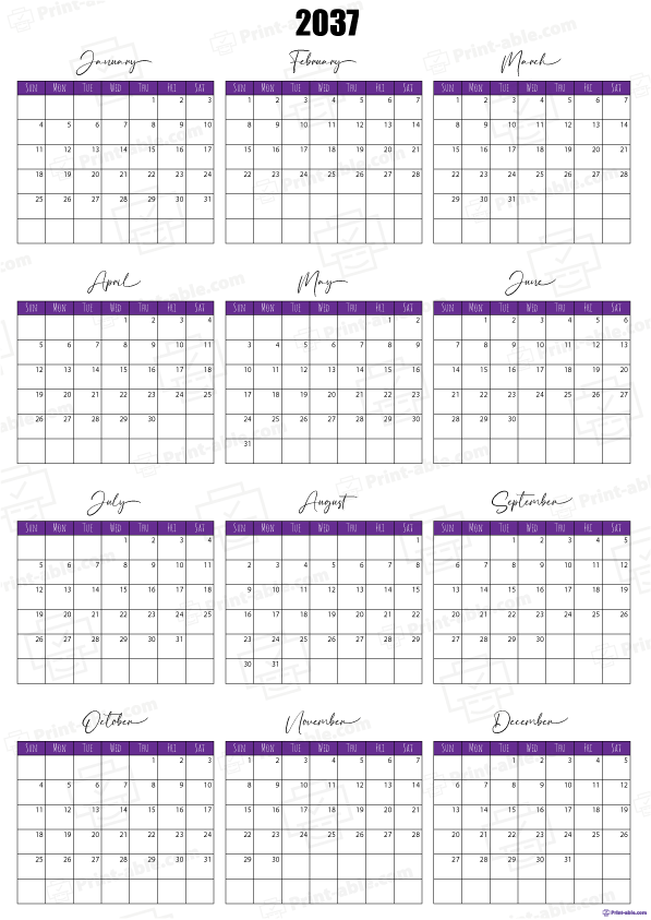 2037 Calendar Printable 1108