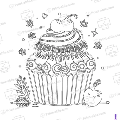 Cupcake Coloring Page