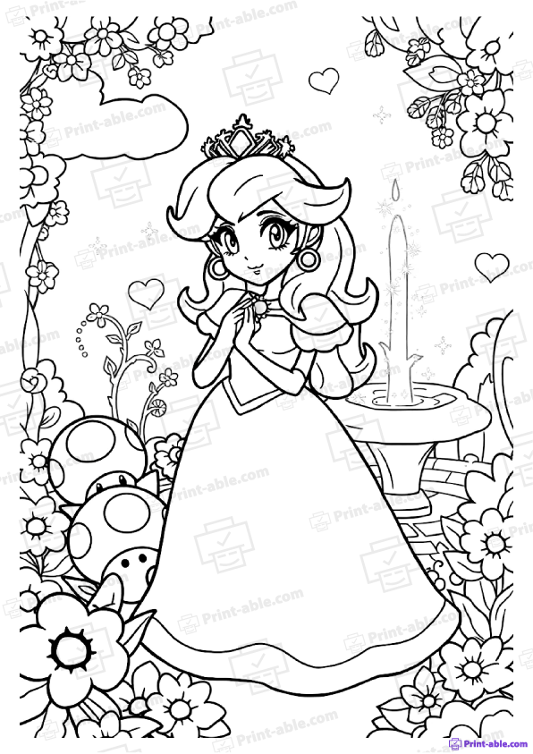 Princess Peach Coloring Page