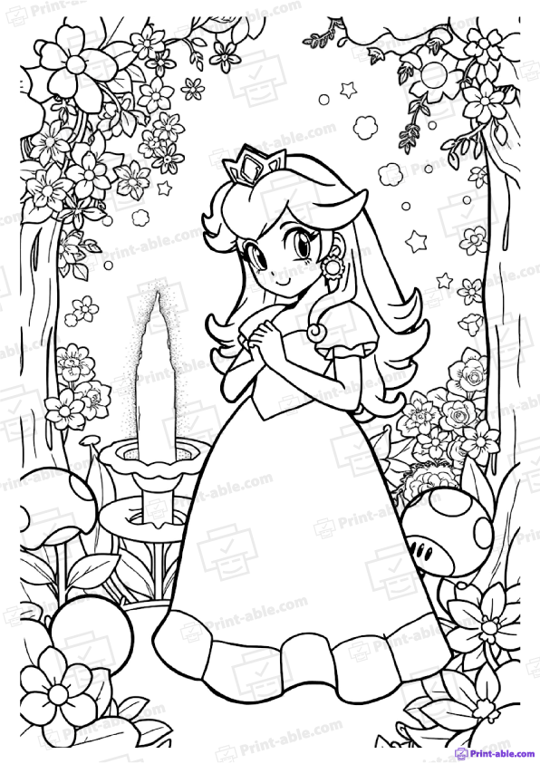 Princess Peach Coloring Page
