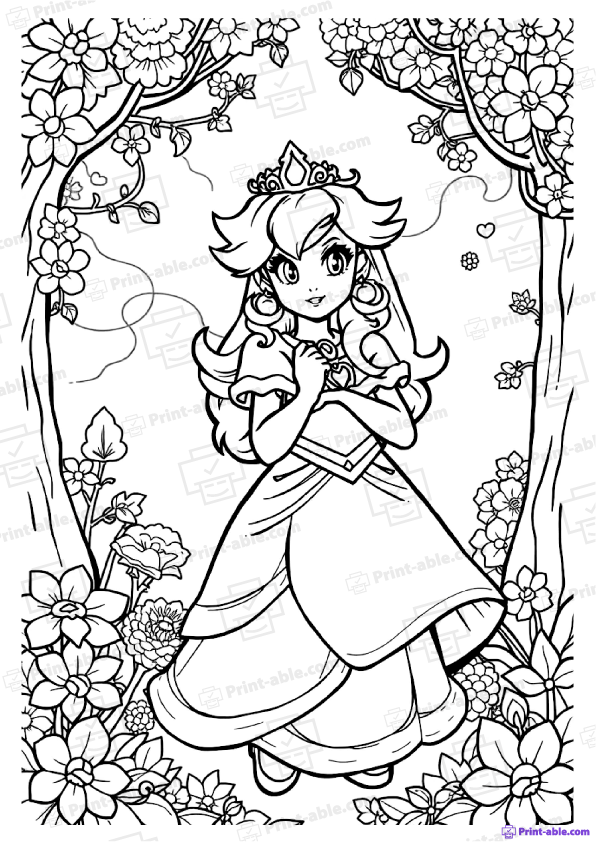 Princess Peach Coloring Page